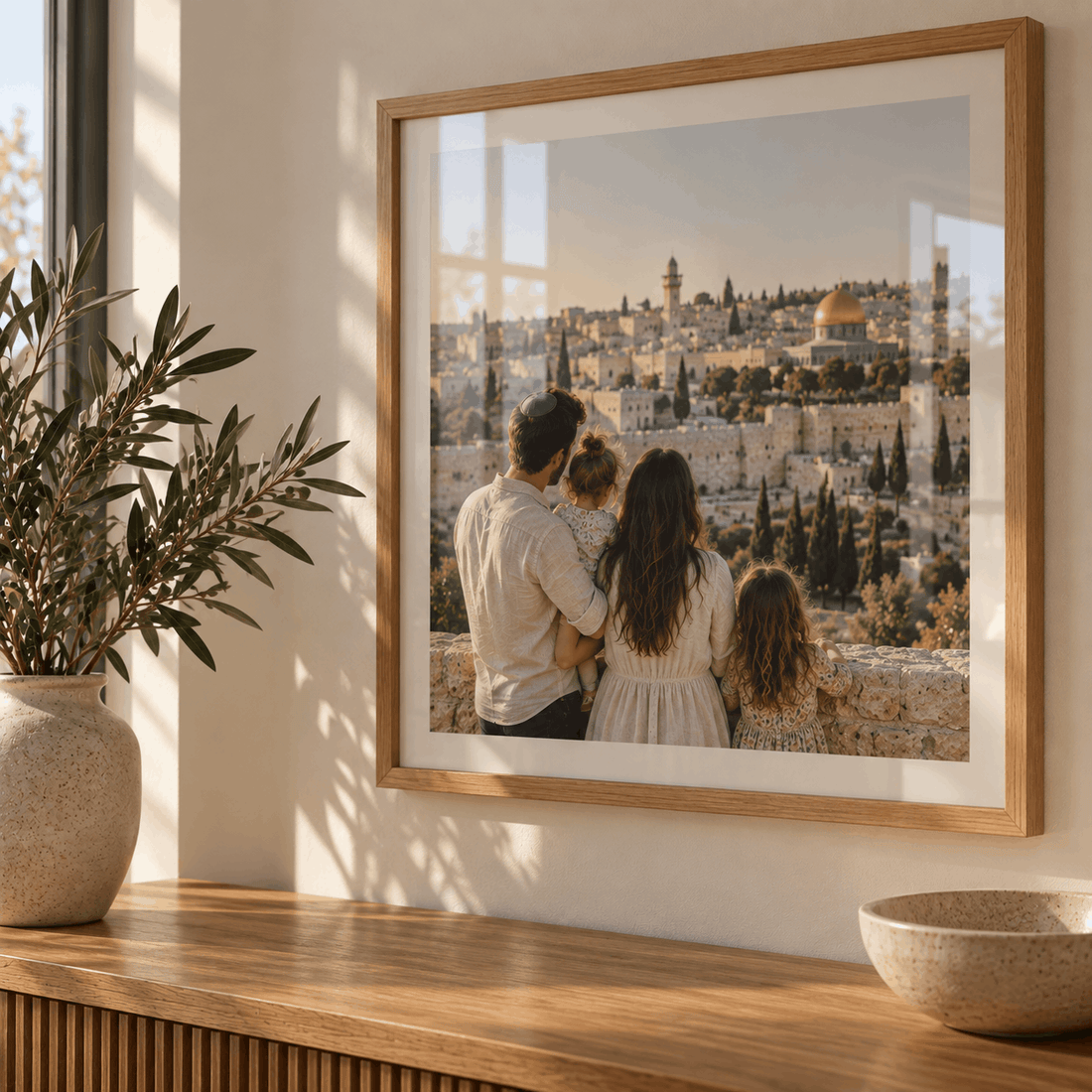 framed family photo looking out onto jerusalem gift for israel