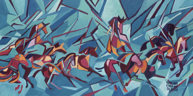 "Geometric Unicorns" Contemporary Art Print by Ariella Charny