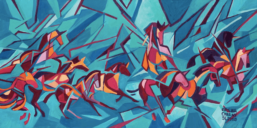 "Geometric Unicorns" Contemporary Art Print by Ariella Charny