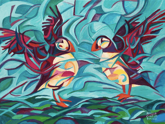 "Atlantic Puffins" Contemporary Art Print by Ariella Charny
