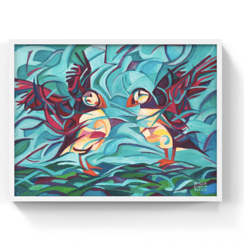 Colorful Geometric Atlantic Puffins