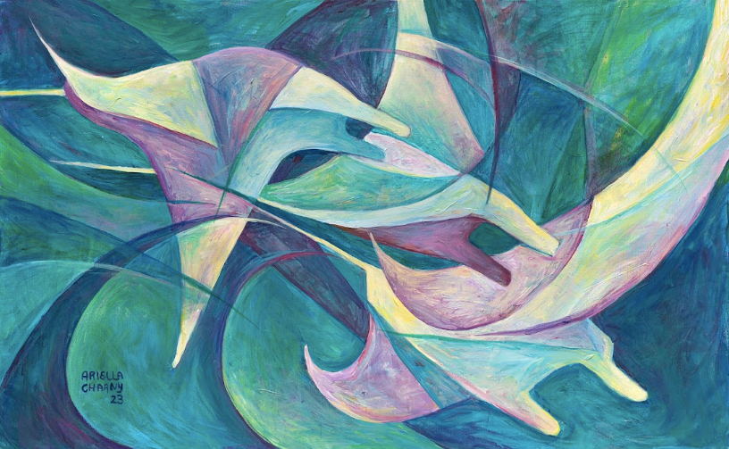 "Manta Ray" Art Print: Colorful Ocean Painting by Ariella Charny