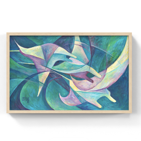 Manta Ray Art Print Colorful Ocean Painting