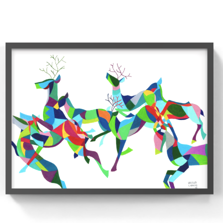 Colorful Geometric Abstract Deer