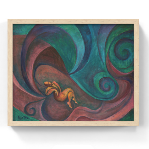 Abstract Colorful Swirling Jonah in the Whale