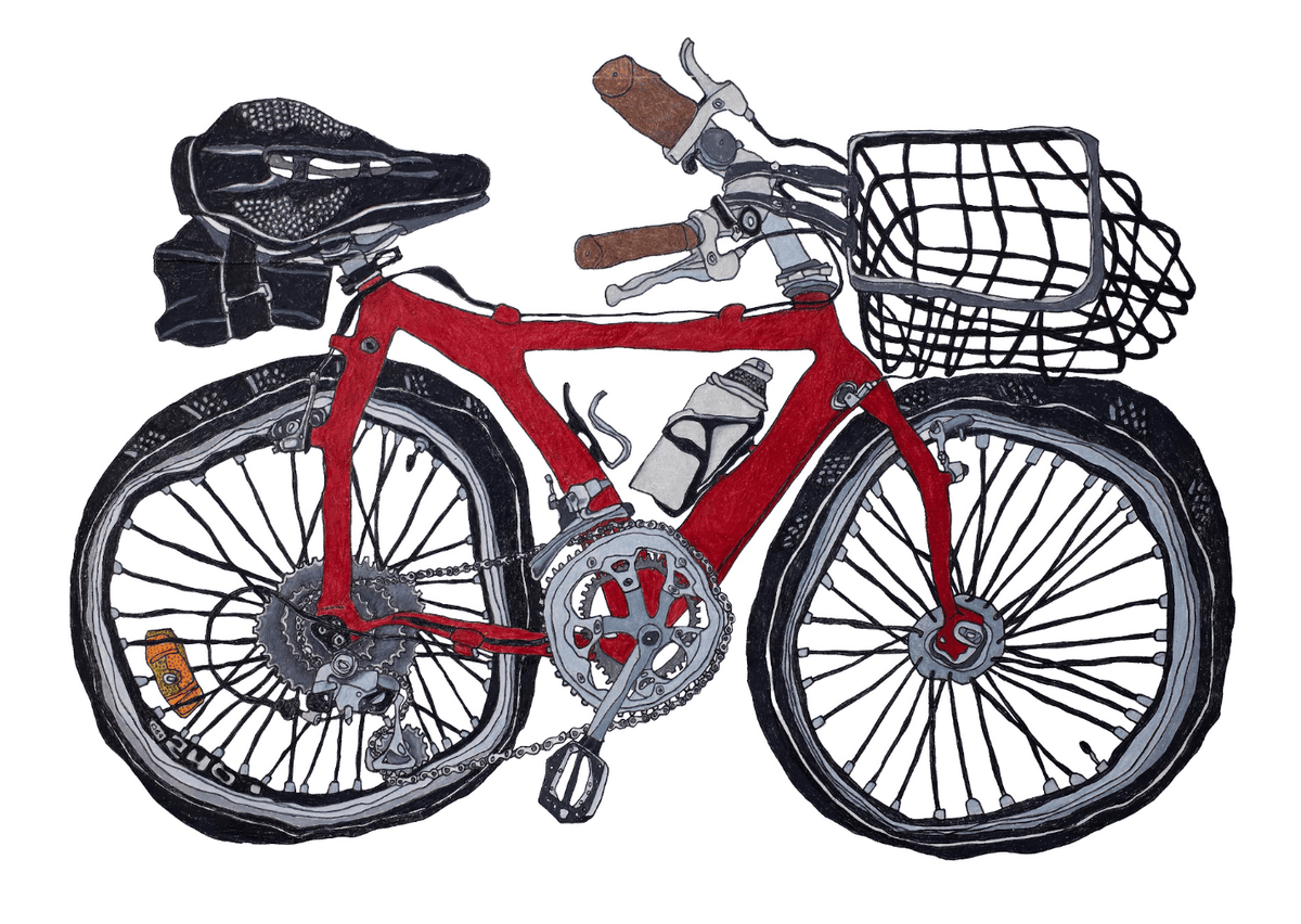 "The Red Bicycle" Print by David Elharar