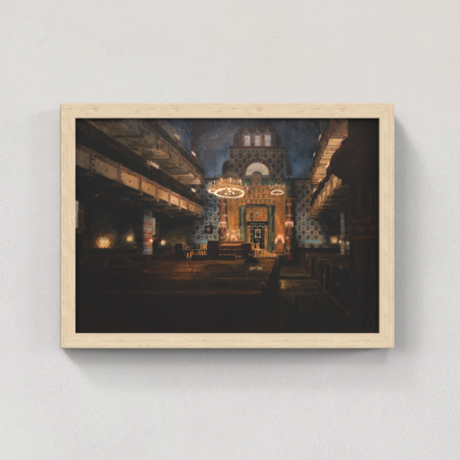 "Kazinczy Synagogue Interior" Print by Avraham Vofsi
