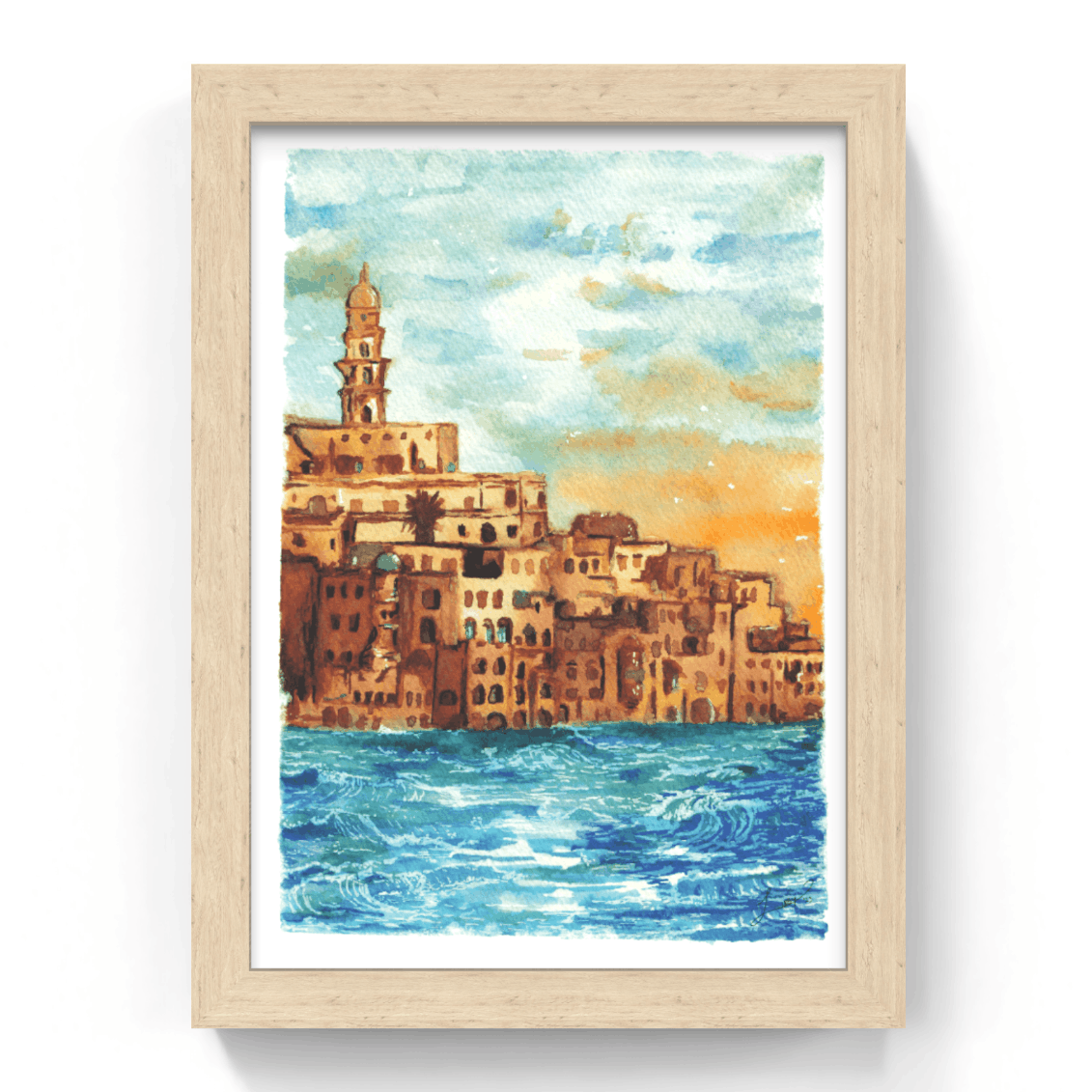 Framed artwork of old jaffa