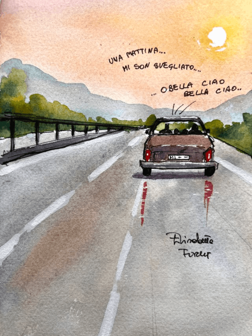 summer holidays watercolor painting